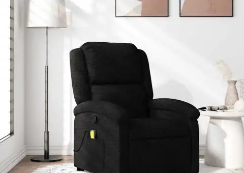 Fotoliu de masaj rabatabil, negru, material textil - 1/5