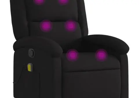 Fotoliu de masaj rabatabil, negru, material textil - 2/5