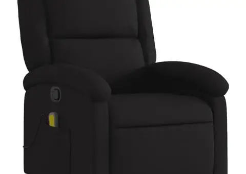 Fotoliu de masaj rabatabil, negru, material textil - 3/5