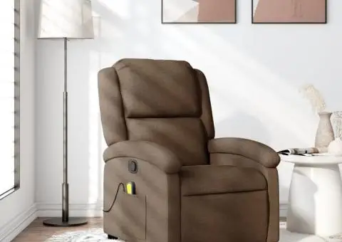 Fotoliu de masaj rabatabil, maro, material textil - 1/5