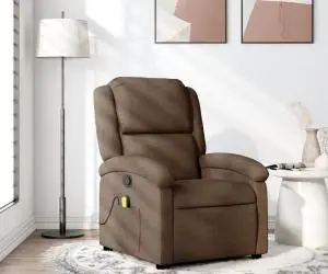 vidaXL Fotoliu de masaj rabatabil, maro, material textil