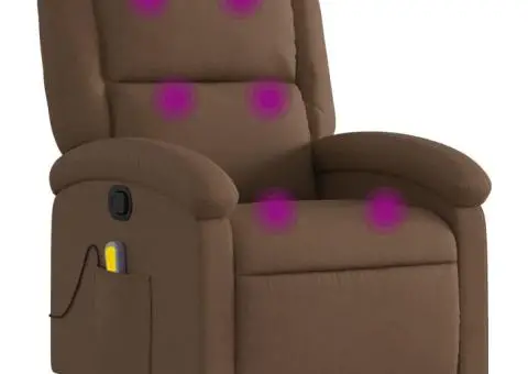Fotoliu de masaj rabatabil, maro, material textil - 2/5