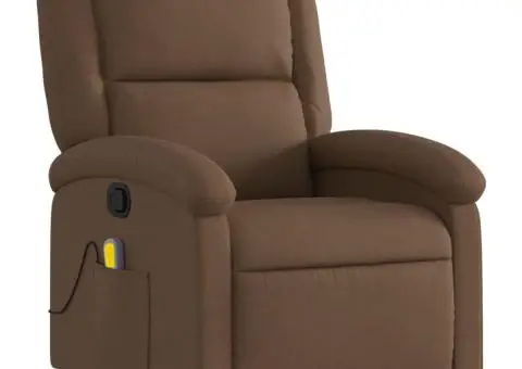 Fotoliu de masaj rabatabil, maro, material textil - 3/5