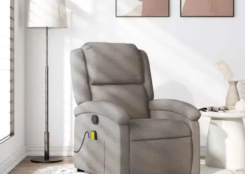 Fotoliu de masaj rabatabil, gri taupe, material textil - 1/5