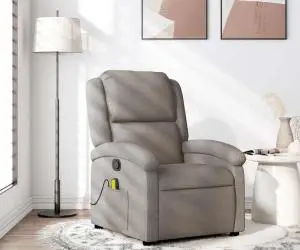 vidaXL Fotoliu de masaj rabatabil, gri taupe, material textil