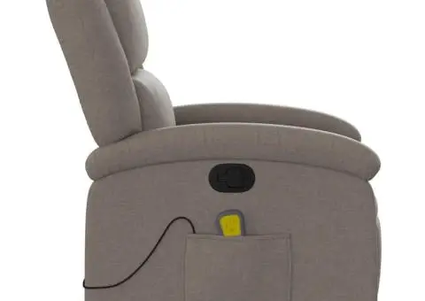 Fotoliu de masaj rabatabil, gri taupe, material textil - 5/5