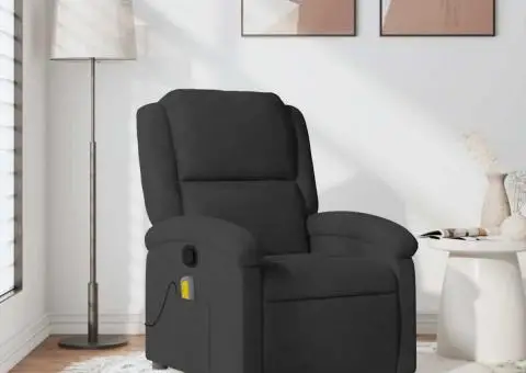 Fotoliu de masaj rabatabil, negru, catifea - 1/5