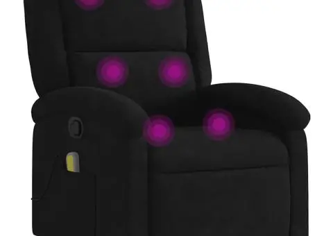 Fotoliu de masaj rabatabil, negru, catifea - 2/5