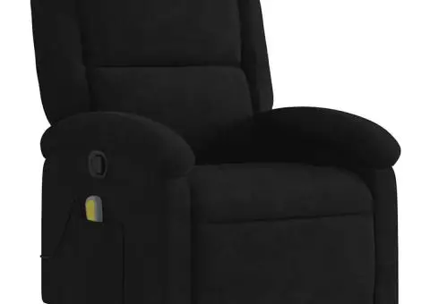 Fotoliu de masaj rabatabil, negru, catifea - 4/5