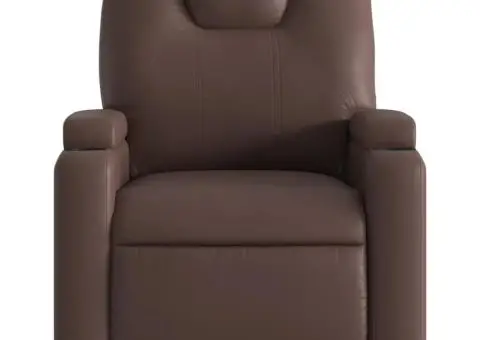 Fotoliu rabatabil, maro, piele ecologică - 3/5