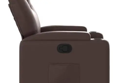 Fotoliu rabatabil, maro, piele ecologică - 4/5