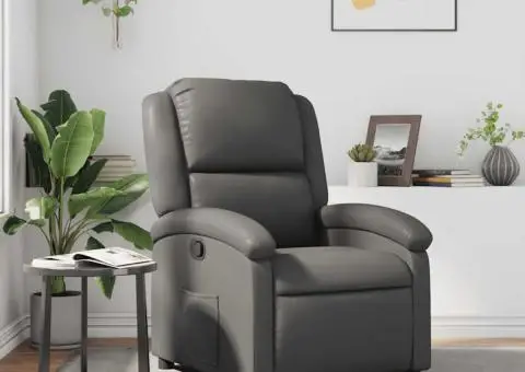 Fotoliu rabatabil, gri, piele ecologică - 1/5