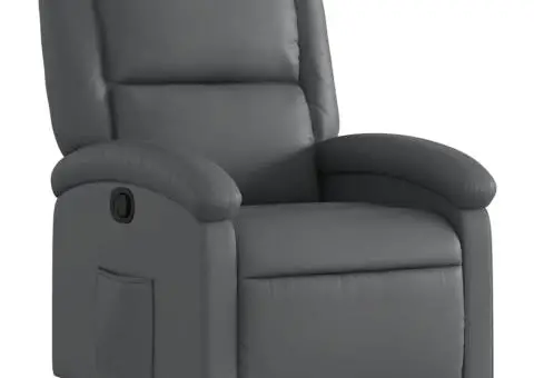 Fotoliu rabatabil, gri, piele ecologică - 2/5