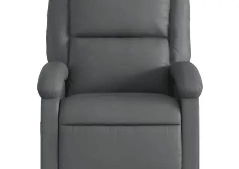 Fotoliu rabatabil, gri, piele ecologică - 4/5