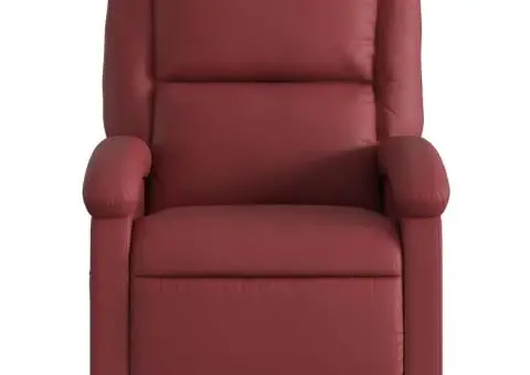 Fotoliu de masaj rabatabil, roșu vin, piele ecologică - 4/5