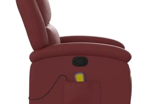 Fotoliu de masaj rabatabil, roșu vin, piele ecologică - 5/5