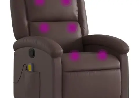 Fotoliu de masaj rabatabil, maro, piele ecologică - 2/5