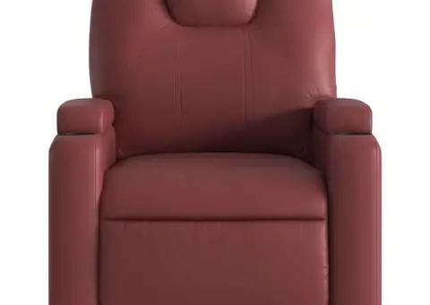 Fotoliu rabatabil, roșu vin, piele ecologică - 3/5
