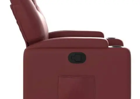 Fotoliu rabatabil, roșu vin, piele ecologică - 4/5