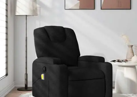 Fotoliu de masaj rabatabil, negru, material textil - 1/5