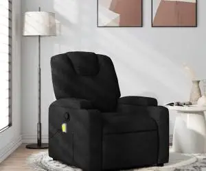 vidaXL Fotoliu de masaj rabatabil, negru, material textil