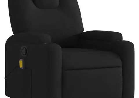 Fotoliu de masaj rabatabil, negru, material textil - 3/5