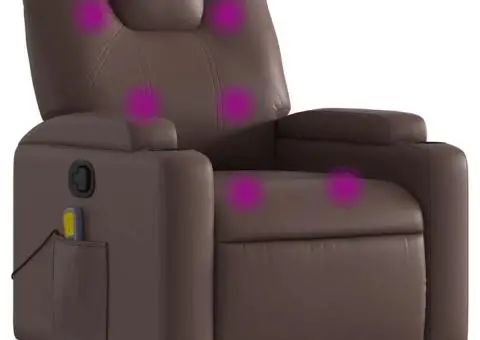 Fotoliu de masaj rabatabil, maro, piele ecologică - 2/5