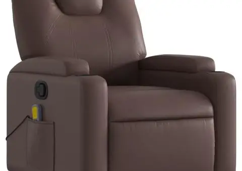 Fotoliu de masaj rabatabil, maro, piele ecologică - 3/5