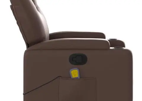 Fotoliu de masaj rabatabil, maro, piele ecologică - 5/5