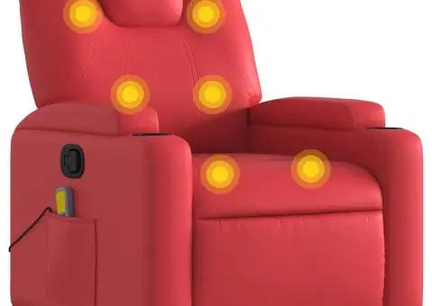 Fotoliu de masaj rabatabil, roșu, piele ecologică - 2/5