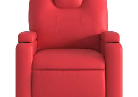 Fotoliu de masaj rabatabil, roșu, piele ecologică - 4/5