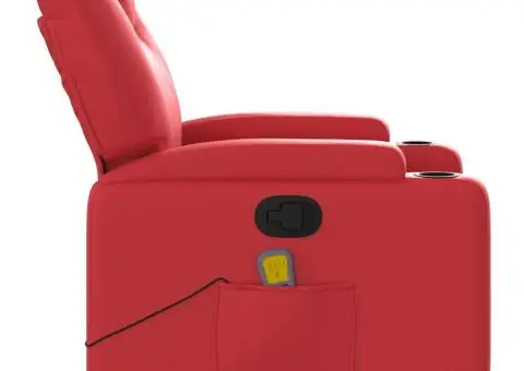 Fotoliu de masaj rabatabil, roșu, piele ecologică - 5/5