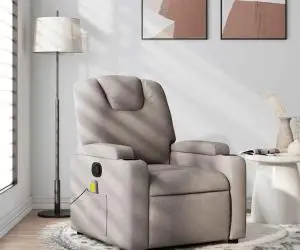 vidaXL Fotoliu de masaj rabatabil, gri taupe, material textil
