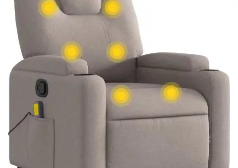 Fotoliu de masaj rabatabil, gri taupe, material textil - 2/5