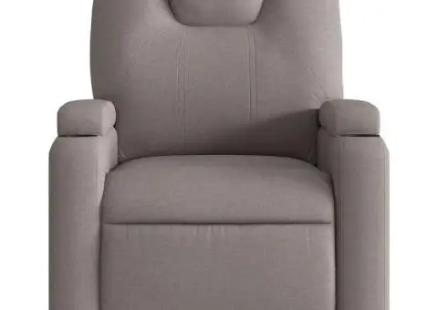 Fotoliu de masaj rabatabil, gri taupe, material textil - 4/5