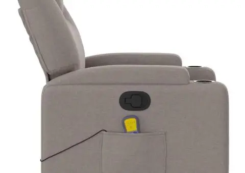 Fotoliu de masaj rabatabil, gri taupe, material textil - 5/5
