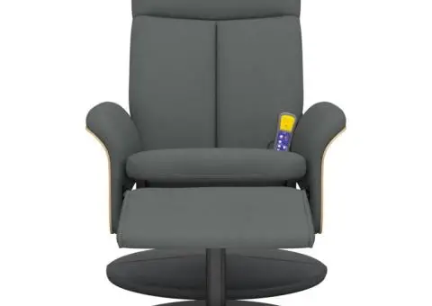 Fotoliu de masaj rabatabil cu taburet, gri închis, textil - 3/5