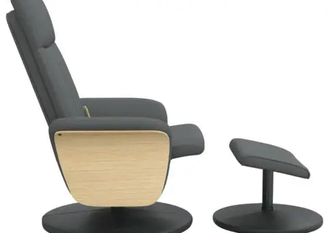 Fotoliu de masaj rabatabil cu taburet, gri închis, textil - 4/5