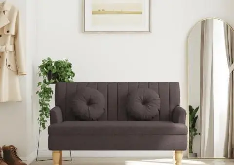 Banchetă cu perne, maro închis, 113x64,5x75,5 cm, textil - 1/5