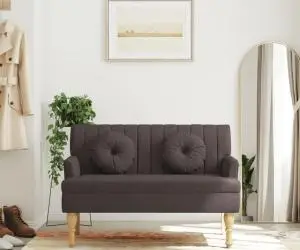 Banchetă cu perne, maro închis, 113x64,5x75,5 cm, textil