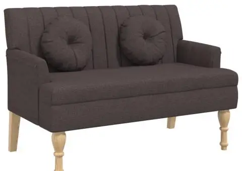 Banchetă cu perne, maro închis, 113x64,5x75,5 cm, textil - 2/5