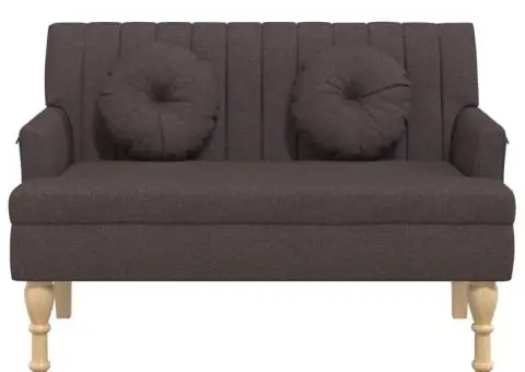 Banchetă cu perne, maro închis, 113x64,5x75,5 cm, textil - 3/5