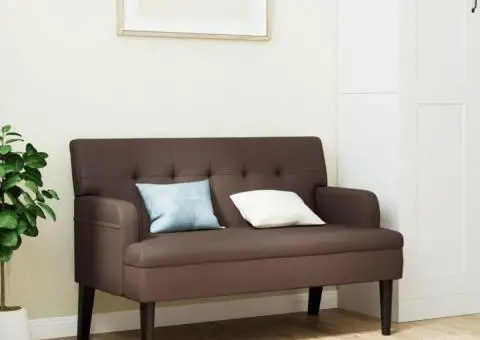 Banchetă cu spătar, maro, 112x65,5x75 cm, piele ecologică - 1/5