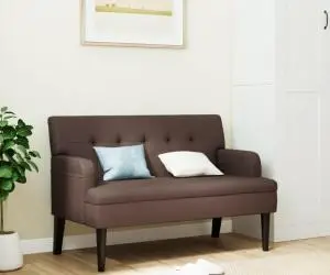 vidaXL Banchetă cu spătar, maro, 112x65,5x75 cm, piele ecologică