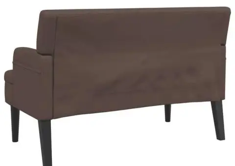 Banchetă cu spătar, maro, 112x65,5x75 cm, piele ecologică - 5/5