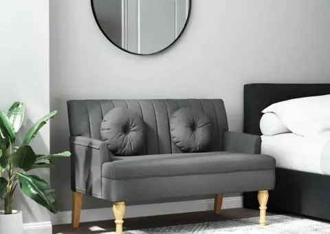 Banchetă cu perne, gri închis, 113x64,5x75,5 cm, textil - 1/5