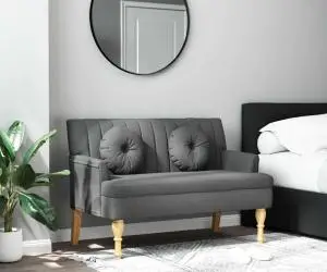 vidaXL Banchetă cu perne, gri închis, 113x64,5x75,5 cm, textil