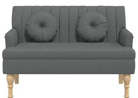 Banchetă cu perne, gri închis, 113x64,5x75,5 cm, textil - 4/5