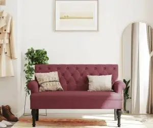 vidaXL Bancă cu spătar, roșu vin, 120x62x75,5 cm, textil