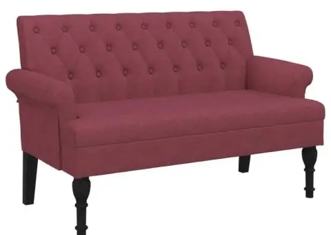 Bancă cu spătar, roșu vin, 120x62x75,5 cm, textil - 2/5